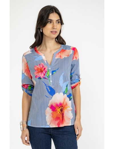 Tunique rayée imprimé fleur