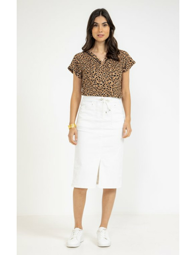 Jupe midi en coton viscose