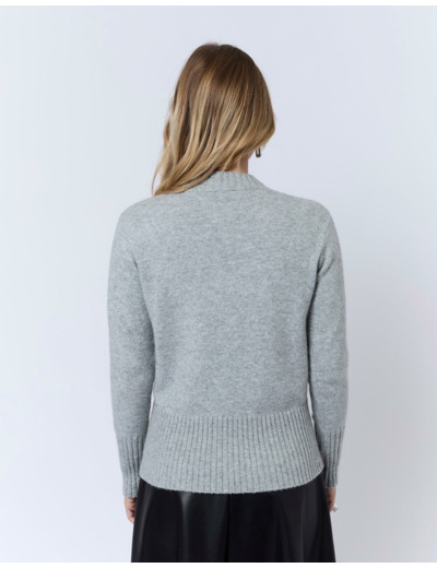 Pull épais contenant de la laine uni GRIS Femme