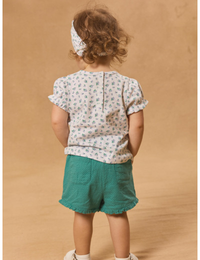 Ensemble tshirt imprimé fleuri, short et bandeau