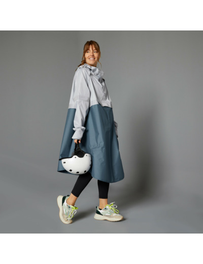 PONCHO PLUIE VISIBILITE NUIT VELO VILLE 540 BLEU GRIS