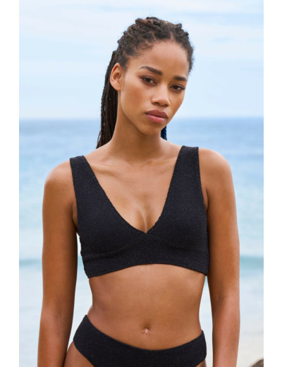 Triangle haut de maillot en matière extensible pailleté,Triangle haut de maillot en matière extensible pailleté;${refinementColor}