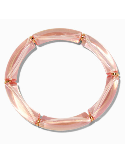 Bracelet élastique tubulaire iridescent rose