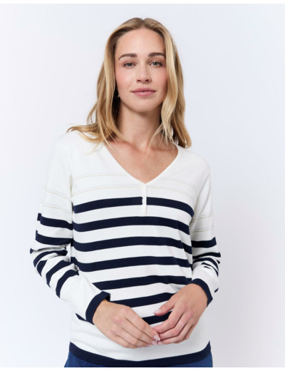 Pull marinière 100% coton rayé MARINE Femme