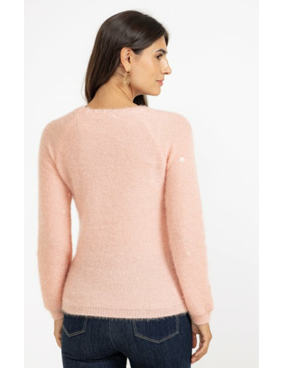 Pull en maille fluffy et pois en sequins