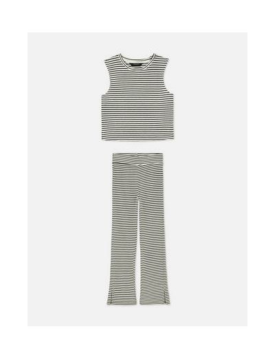 7–15 ans | Ensemble débardeur et legging à ourlet fendu rayés