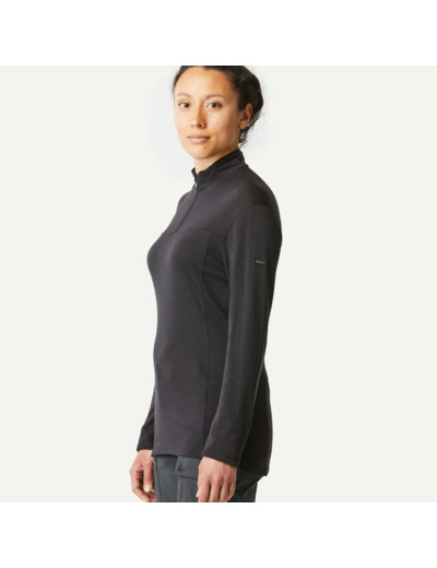 T-shirt mérinos manches longues col zip - MT500 - Femme