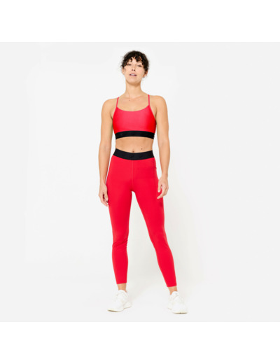 Brassière bretelles fines croisées maintien léger Femme, Rouge