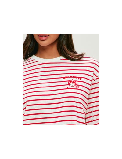 T-shirt marinière en jersey épais avec broderie Hello Kitty