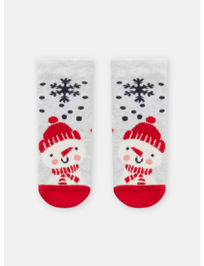 Chaussettes gris chiné noël pour bébé garçon