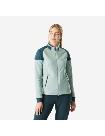 Polaire de randonnée chaude femme, MH500 Mountain vert