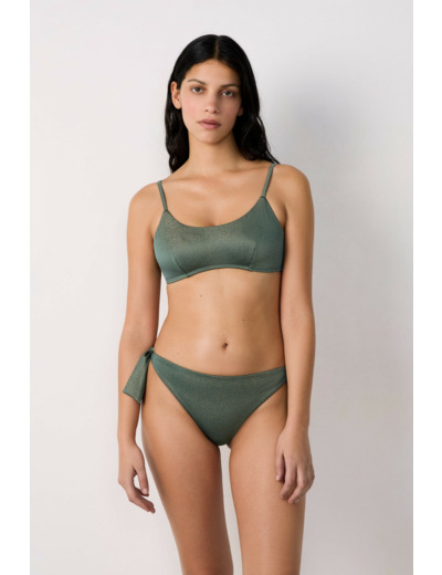 Brassière haut de maillot à nouer pailleté