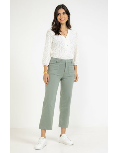 Pantalon crop poches plaquées devant