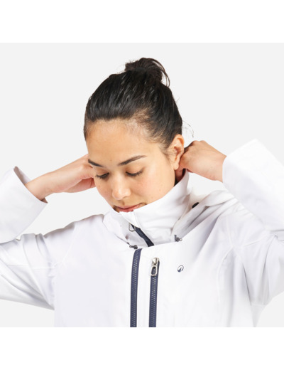 Veste imperméable coupe-vent de voile femme sailing 500 blanche