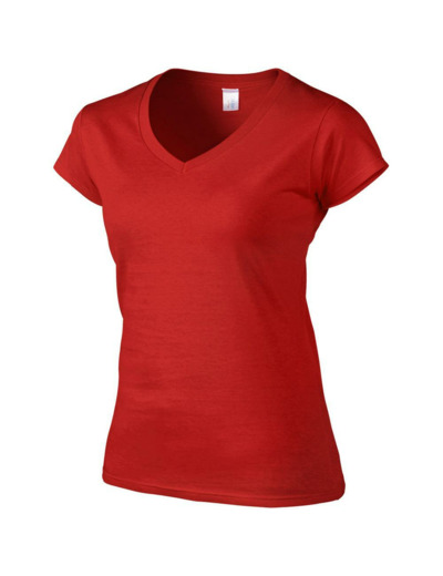 Tshirt À Manches Courtes Et Col En V Femme (Rouge)
