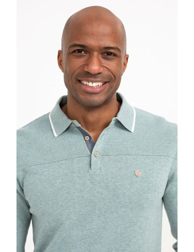 Pull col polo uni Tilleul
