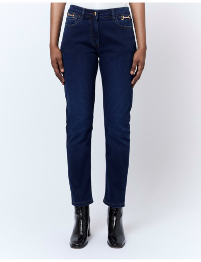 Jean 7/8 en denim MARINE Femme