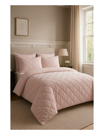 Parure de lit double matelassée en losanges