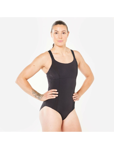 Maillot de bain 1 pièce aquafitness Femme - Elea noir sienna