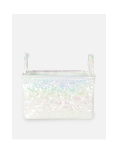 Sac de rangement matelassé holographique à cœurs