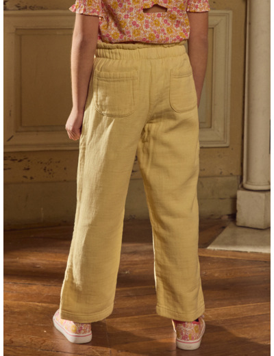 Pantalon jaune brodé