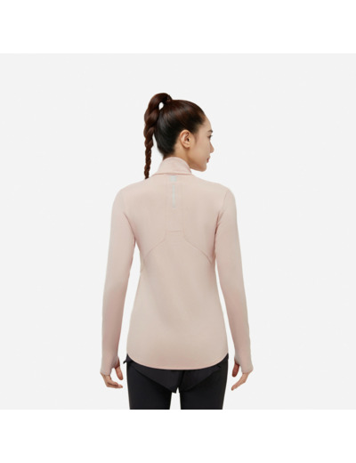 Veste chaude manches longues de running Femme - KIPRUN Run 100 Warm Rose quiartz