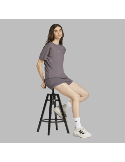 T-shirt de fitness en coton femme, gris