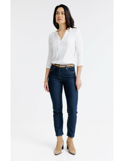 Pantacourt denim broderie lurex