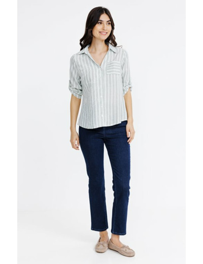 Chemise rayée imprimé fleurs