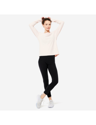 Tee-shirt en coton manches longues femme, rose clair