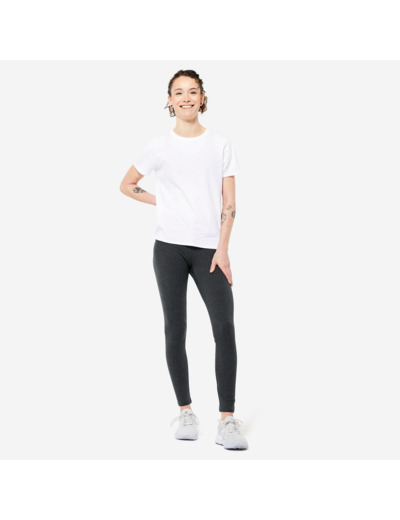 Legging fitness long coton extensible ceinture basse femme - Salto gris foncé ch