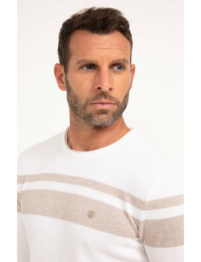Pull col rond rayé Natural
