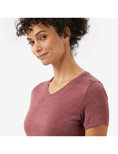 T-shirt manches courtes en laine mérinos femme, Merino Fresh marron