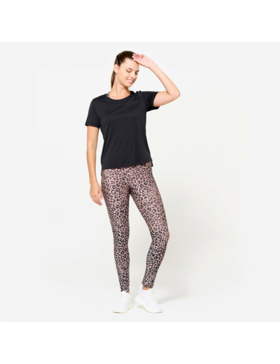 T-shirt fitness manches courtes femme, noir fumé