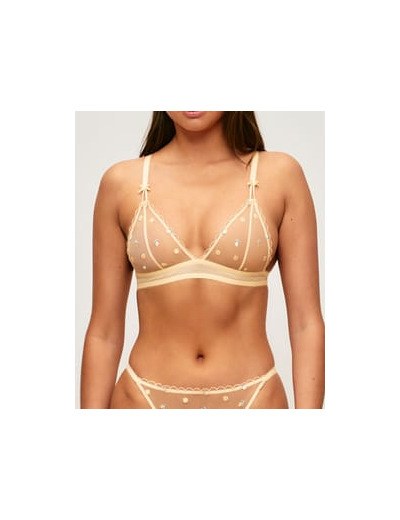 Soutien-gorge triangle en mesh avec citrons brodés