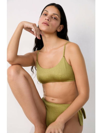 Brassière haut de maillot à nouer pailleté