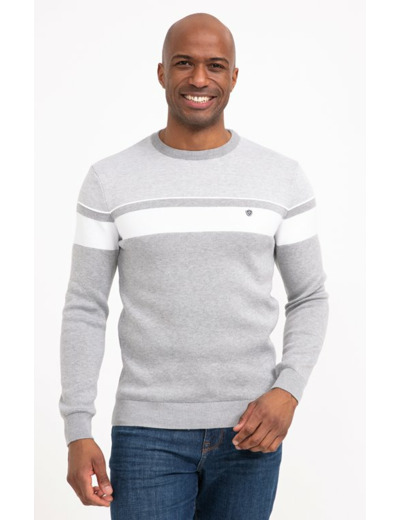 Pull col rond rayé Grisy