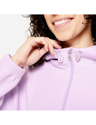 Veste à capuche de fitness manches longues femme, violette lilas