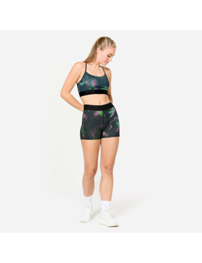 Short de fitness training avec ceinture élastiquée, motifs colorés