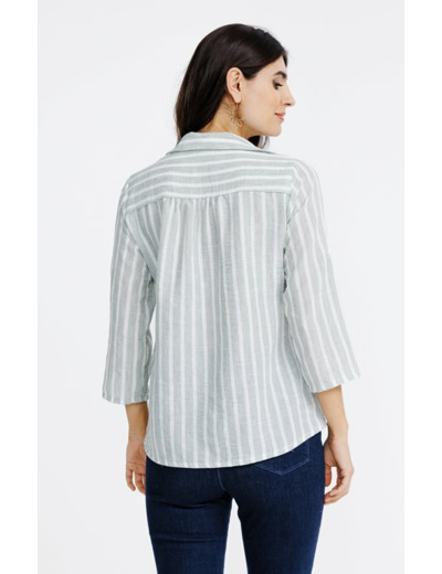 Chemise rayée imprimé fleurs
