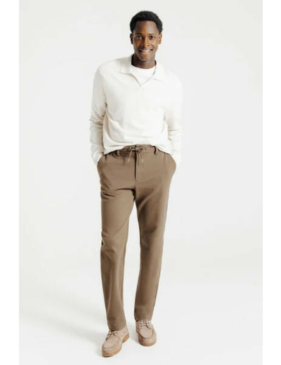Pantalon chino tapered maille - Marron