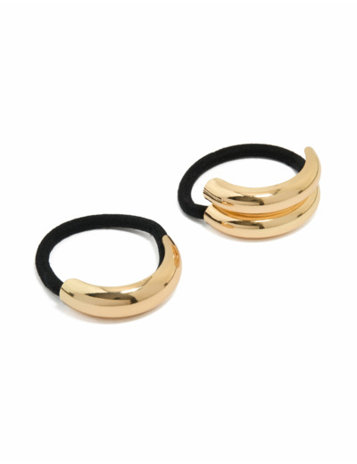 Gold Chunky Curved Hair Ties 2-Pack