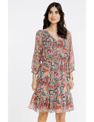 Robe imprimée smockée à la taille
