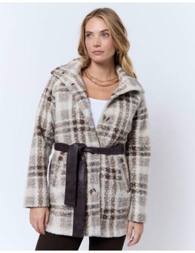 Manteau à carreaux BEIGE Femme