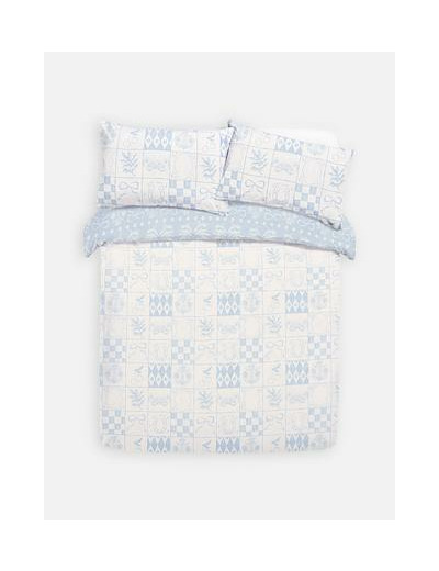 Parure de lit king size réversible à motif faïence