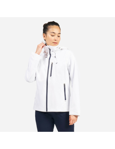 Veste imperméable coupe-vent de voile femme sailing 500 blanche
