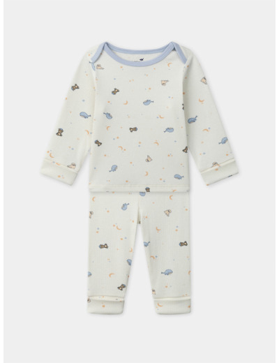Pyjama écru imprimé animaux Bébé Garçon