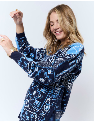 Tunique mi-long à motifs BLEU Femme