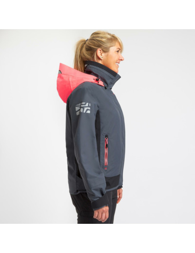 Blouson de régate bateau femme Race 500 gris rose