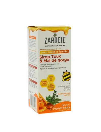 Zarbeil Sirop Toux Gorge Adulte Enfant Flacon De 150 Ml